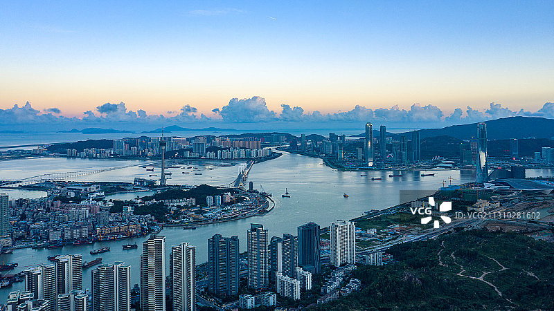珠海澳门横琴十字门水道航拍图片素材