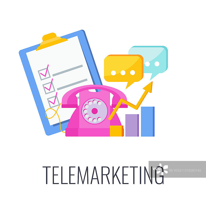 电话销售扁平图标图片素材
