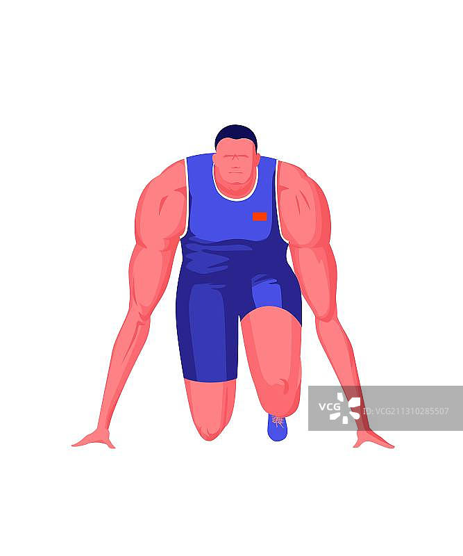 男运动员起跑预备动作图片素材