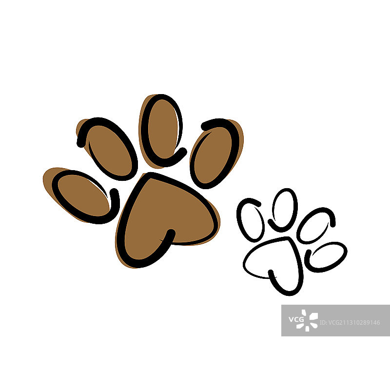 白色背景上的小狗踪迹图片素材