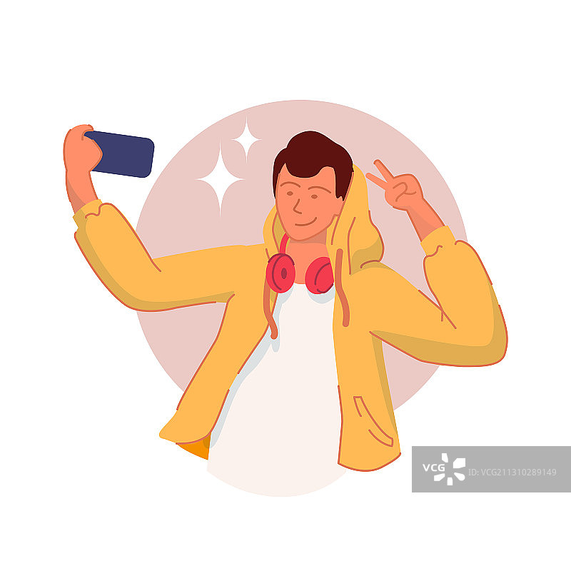 男人自拍，年轻男子摆姿势图片素材