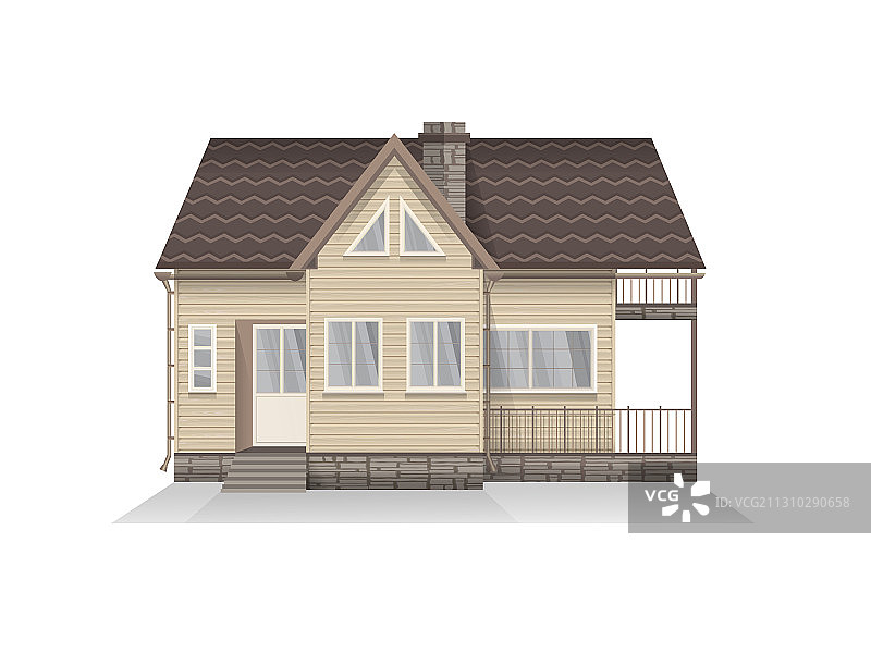 带有孟莎屋顶的精致郊区家庭住宅图片素材