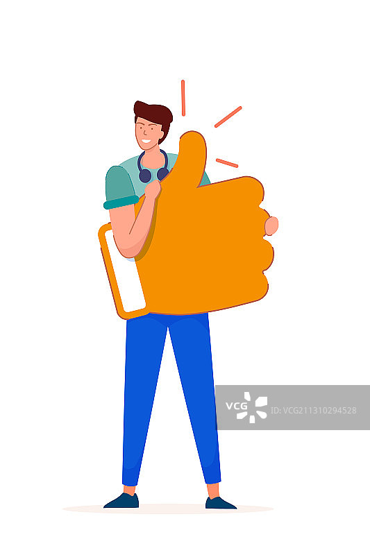 满意的男人点赞符号，白色背景图片素材