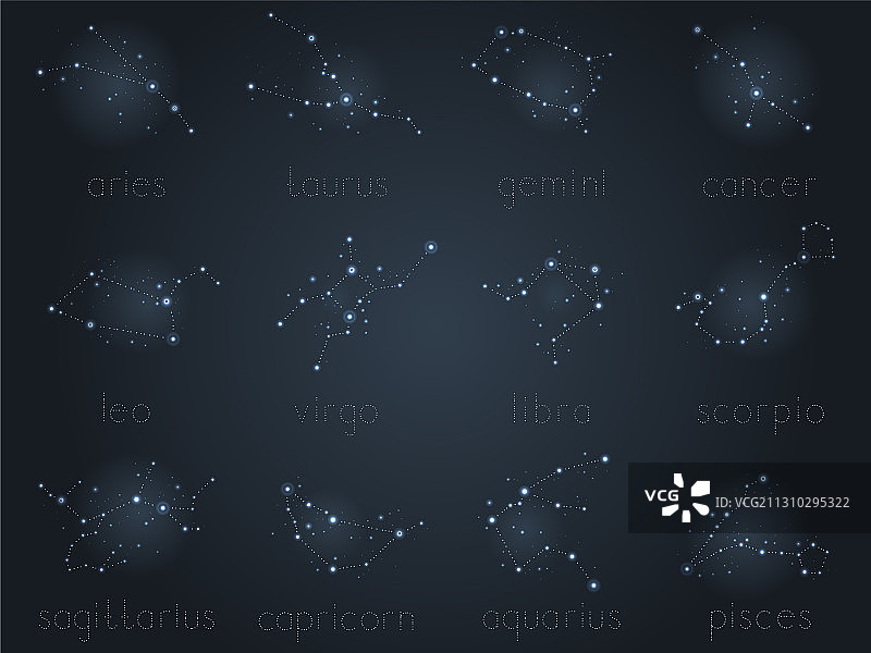 十二星座闪耀的星星图片素材