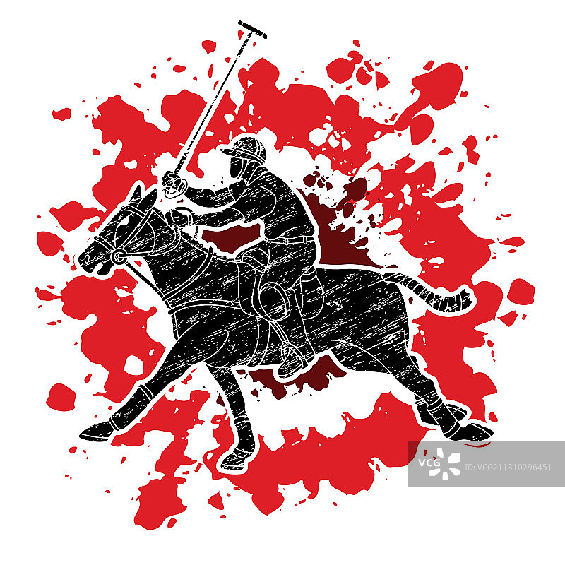 马球运动员动态卡通插画图片素材