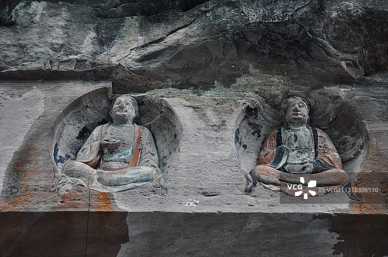 安岳石刻毗卢洞 紫竹观音-安岳石刻的标志之一图片素材