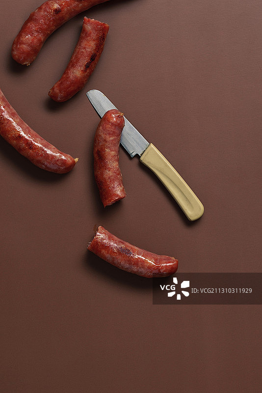 广味香肠地道特产广式腊肠现代简约平面风广告摄影图片素材