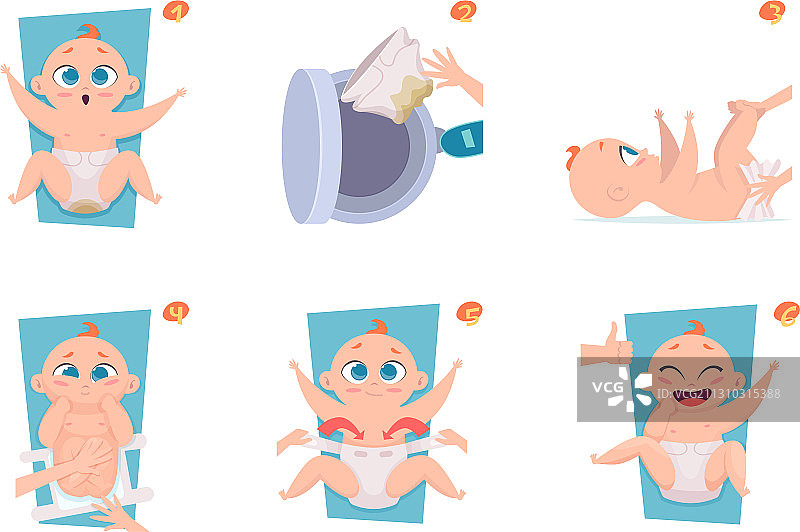 更换尿布步骤的医疗保健图片素材
