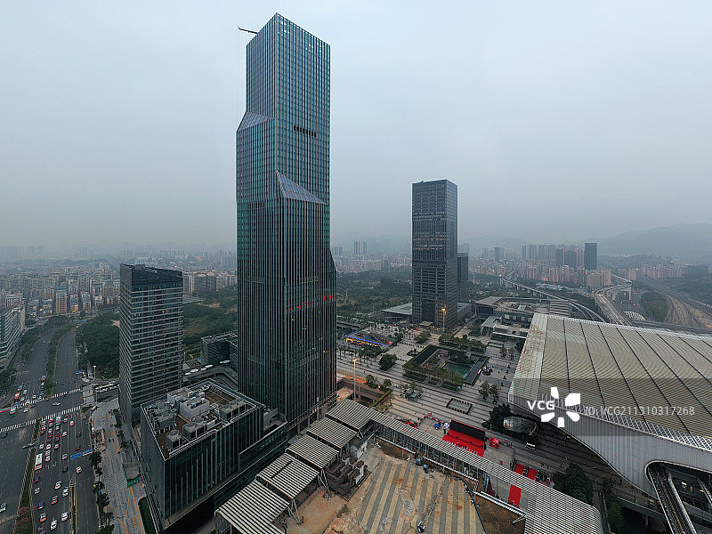 广东省深圳市龙华区民治深圳北站东广场汇德大厦万科总部大厦图片素材