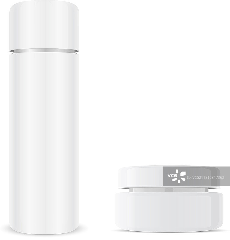 玻璃乳霜罐化妆品瓶套装样机图片素材