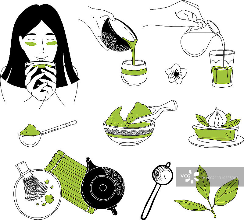 日本礼仪用抹茶东方女子的手图片素材