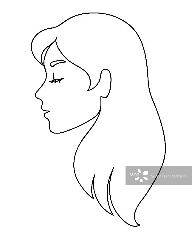 长发女人侧面照图片素材