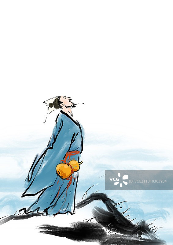 酒文化中国诗人插图图片素材
