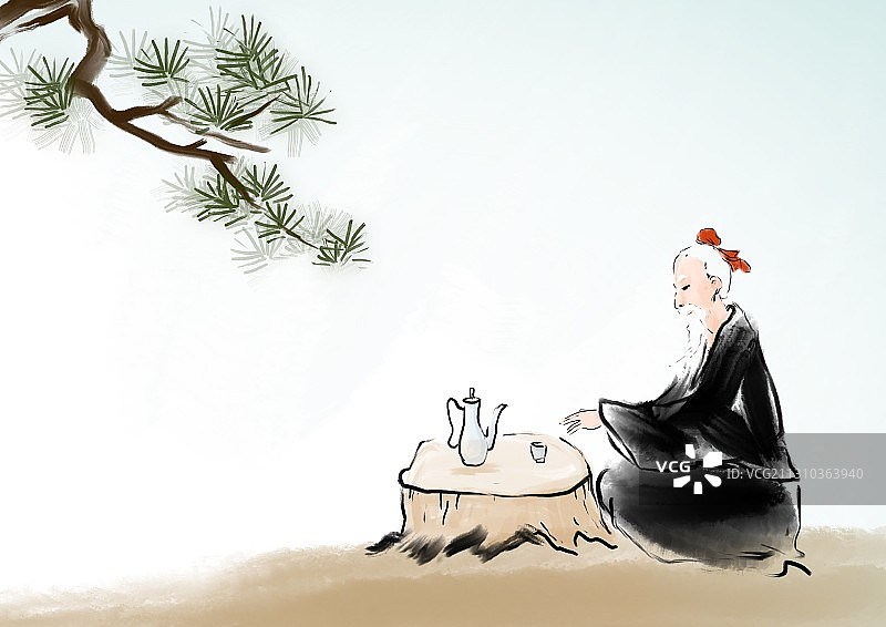 酒文化中国诗人插图图片素材