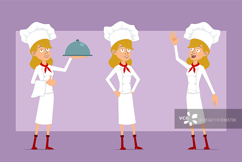 卡通扁平风格厨师女孩角色套装图片素材