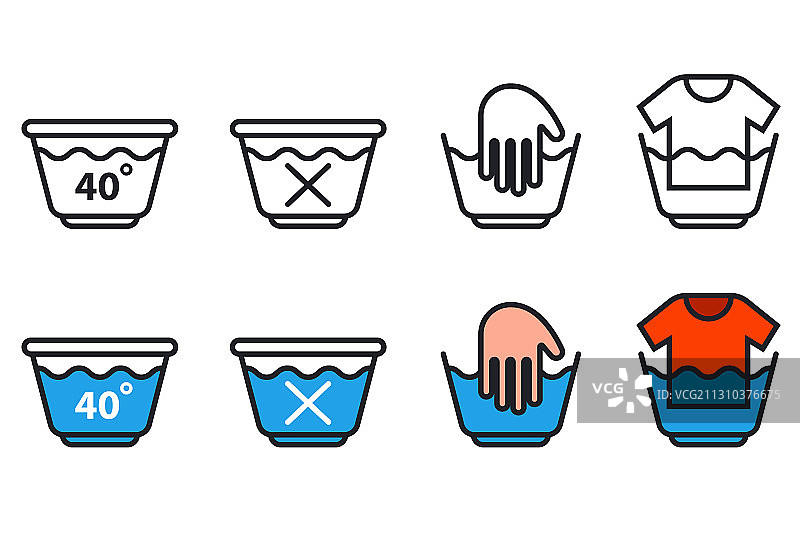 盆中手洗衣物图标合集图片素材