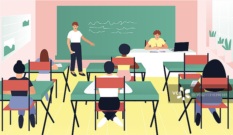 学生在黑板上答题图片素材