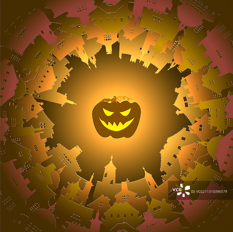 万圣节城镇和灯笼背景图片素材