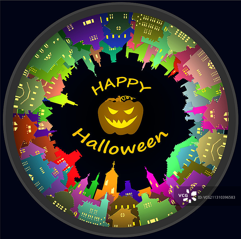 万圣节城镇和灯笼背景图片素材