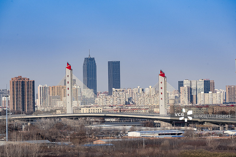 保定市乐凯南大街跨南站转体斜拉桥世界最大转体斜拉桥图片素材