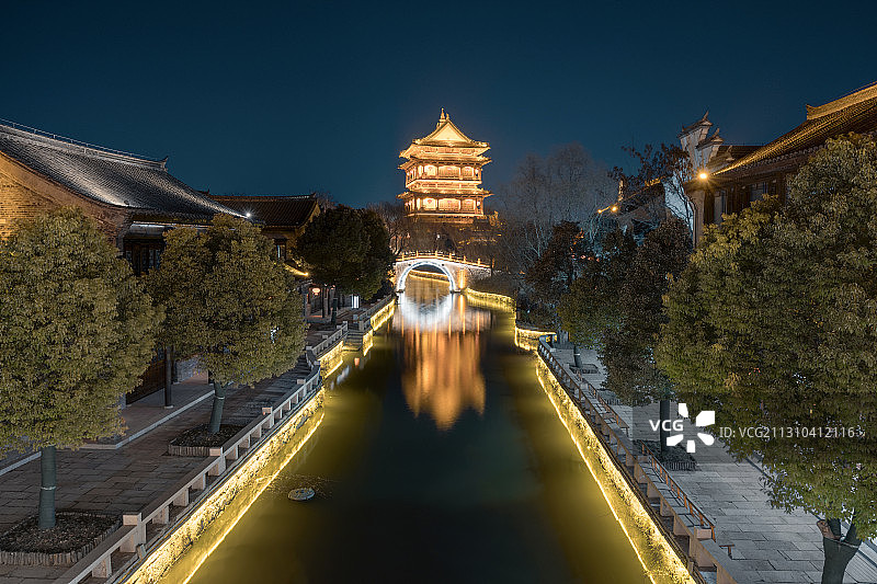 台儿庄古城夜景图片素材