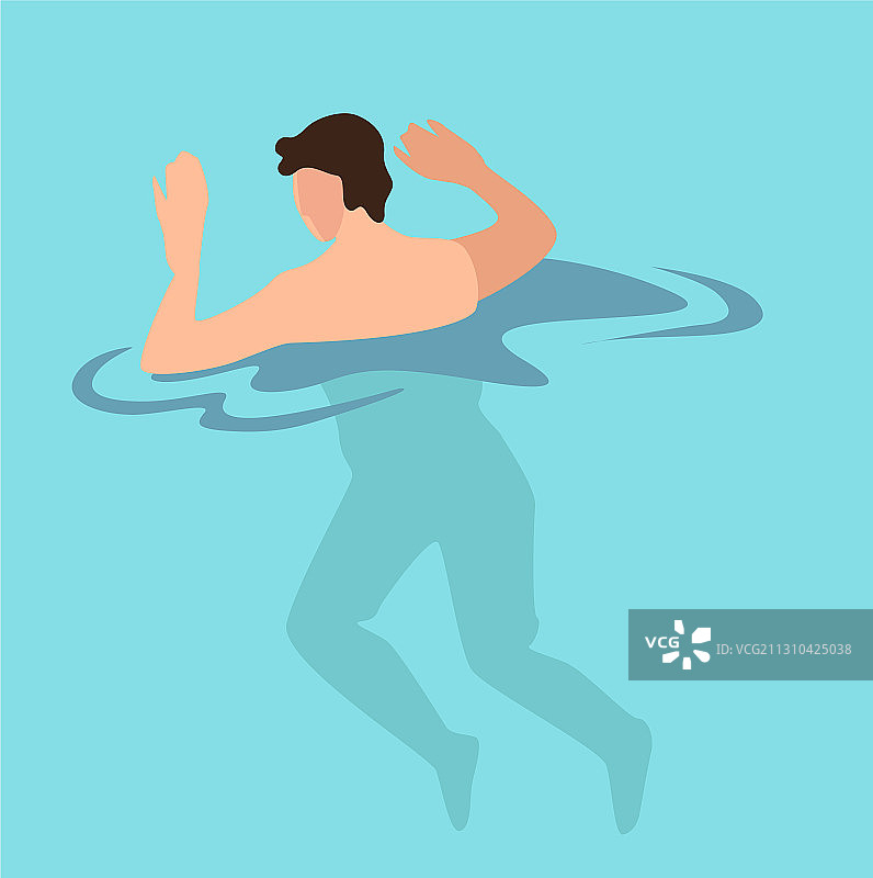 在水中游泳的男人，夏季假期图片素材