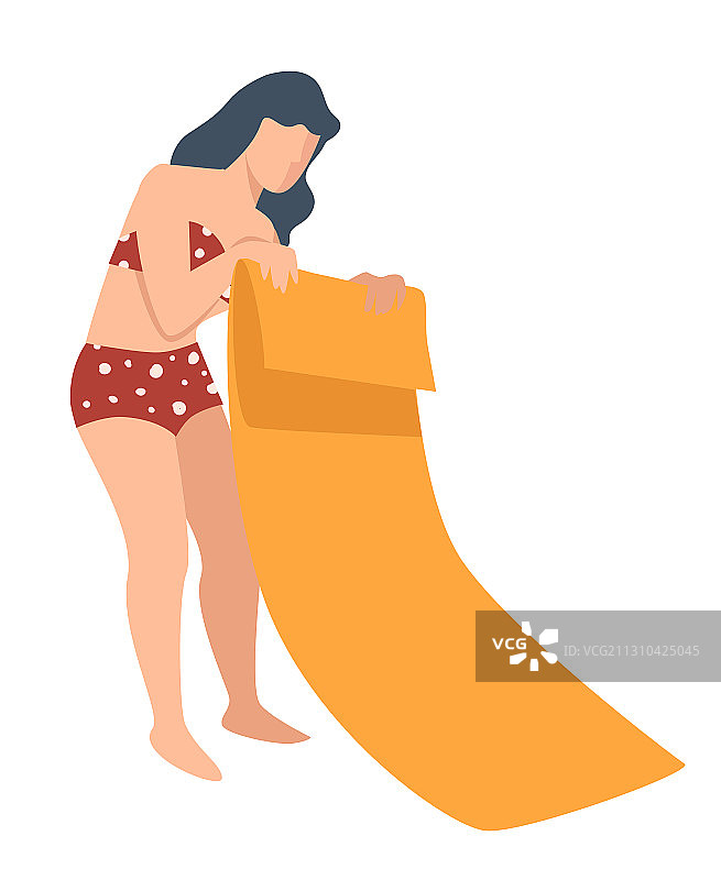 女人铺垫子或毯子晒日光浴图片素材