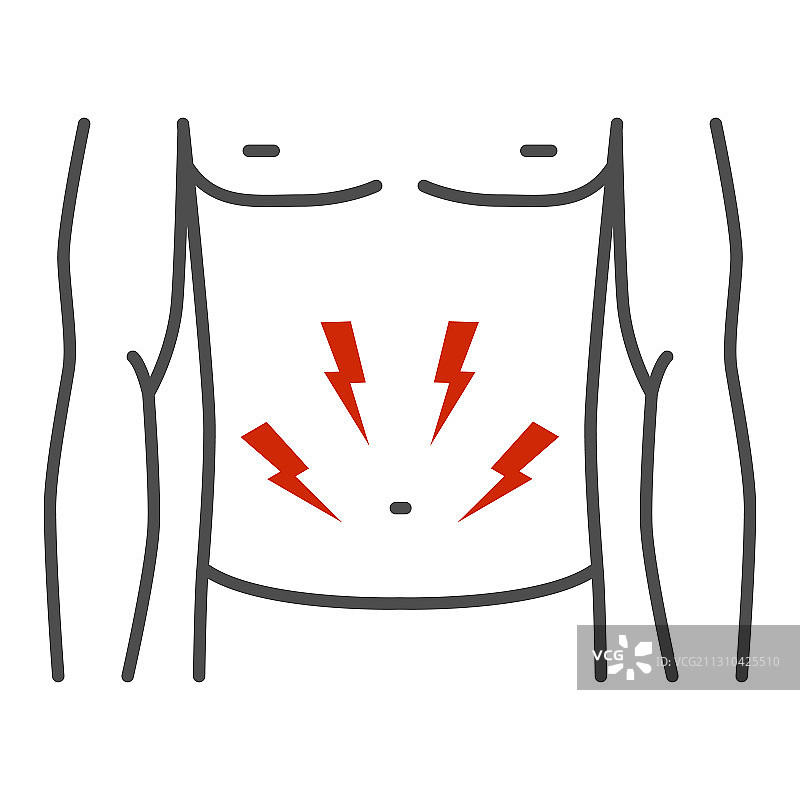 胃痛细线图标医疗保健概念图片素材