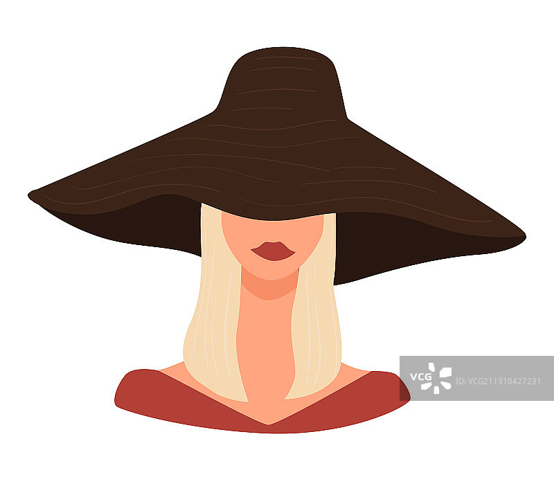 戴着宽边帽的时尚金发女士图片素材