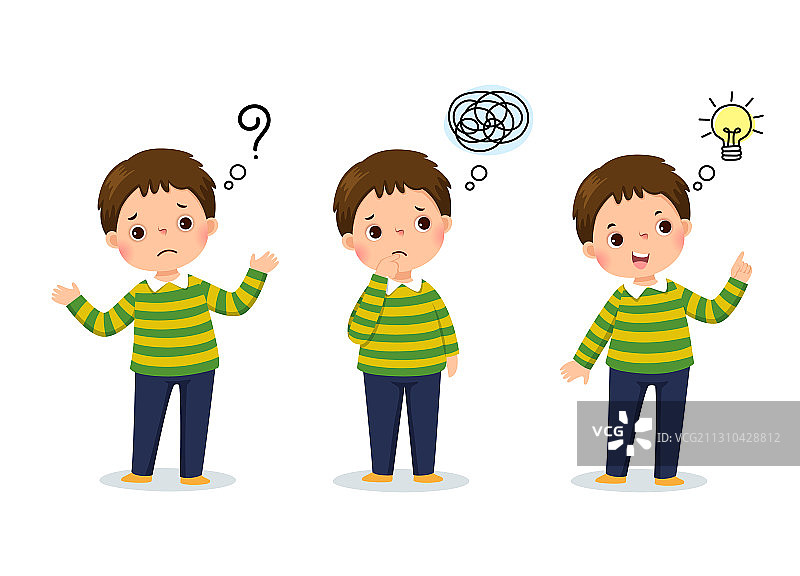 思考中的卡通儿童图片素材
