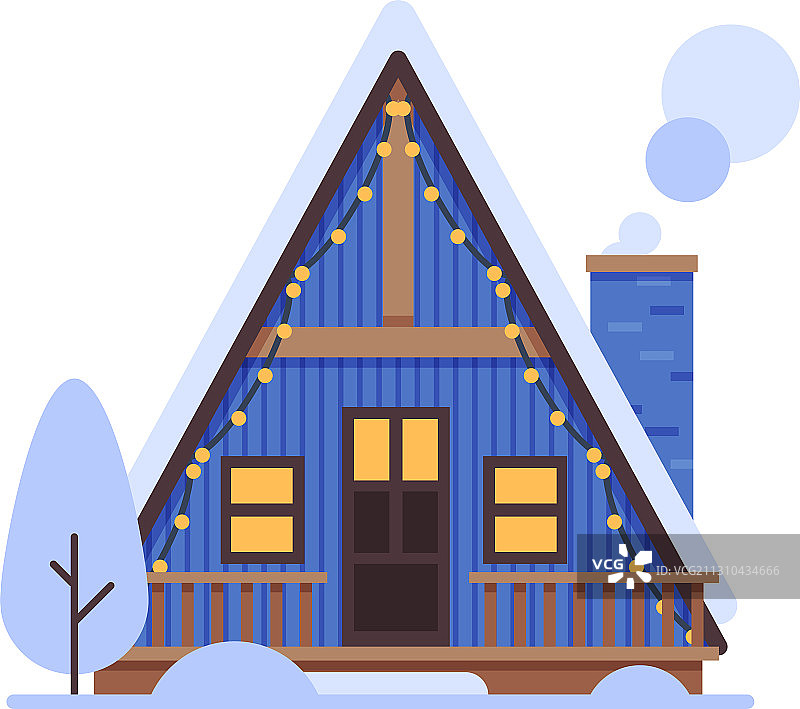 可爱的雪屋蓝色郊区小屋建筑图片素材