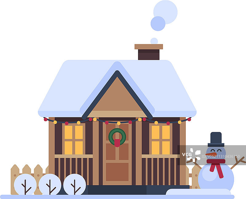 雪后的郊区别墅冬日景色图片素材