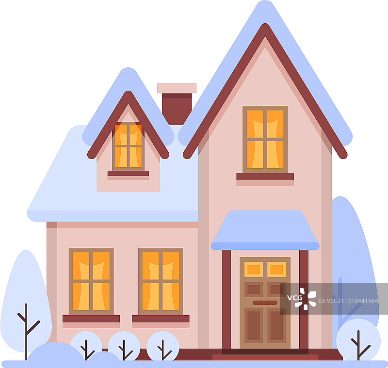 可爱的雪郊区双层小屋图片素材