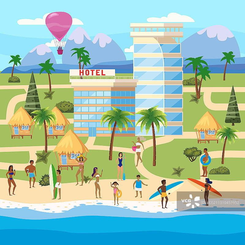海滨海滩酒店度假村夏季小屋图片素材