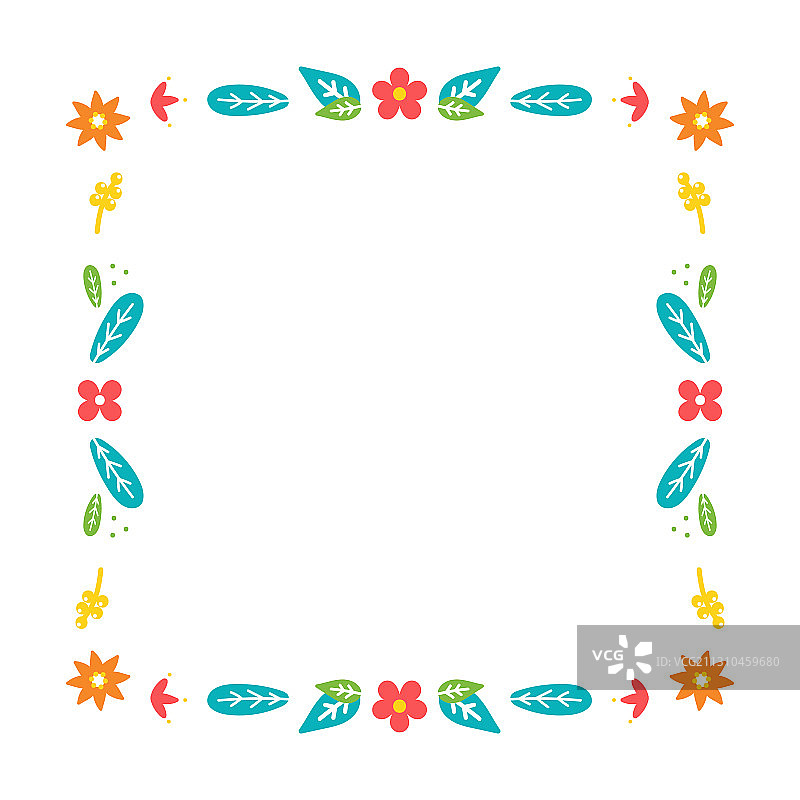 树叶花卉方形花框图片素材
