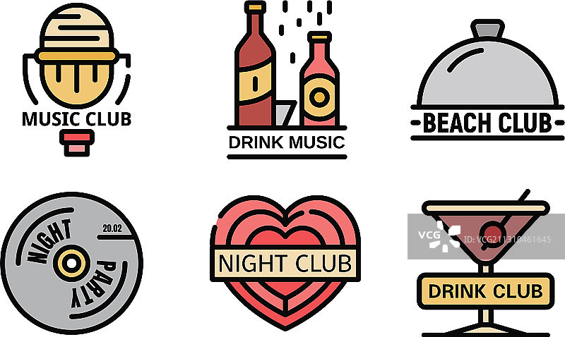 夜总会扁平风格标志图片素材