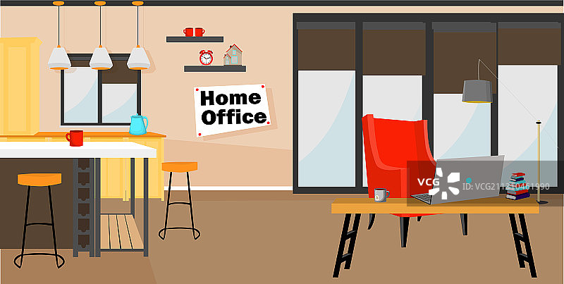 家庭办公室室内厨房图片素材