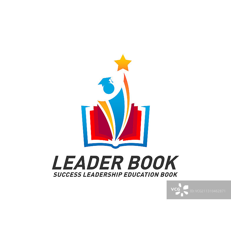 领导力教育书籍的标志设计概念图片素材