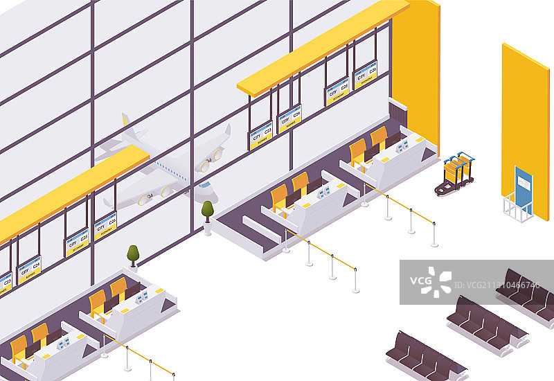 2.5D航班行李办理值机台图片素材