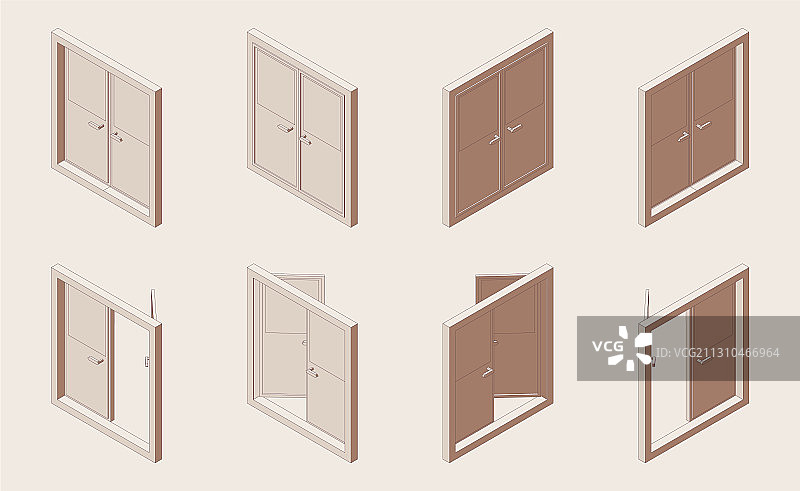 2.5D双扇门轮廓图片素材