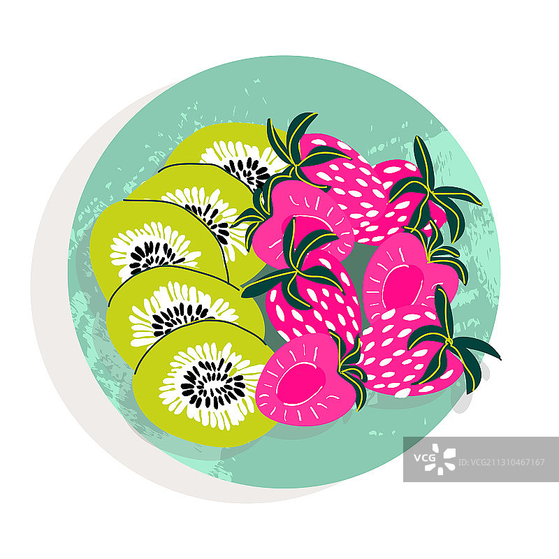 盘子里的猕猴桃草莓早餐图片素材