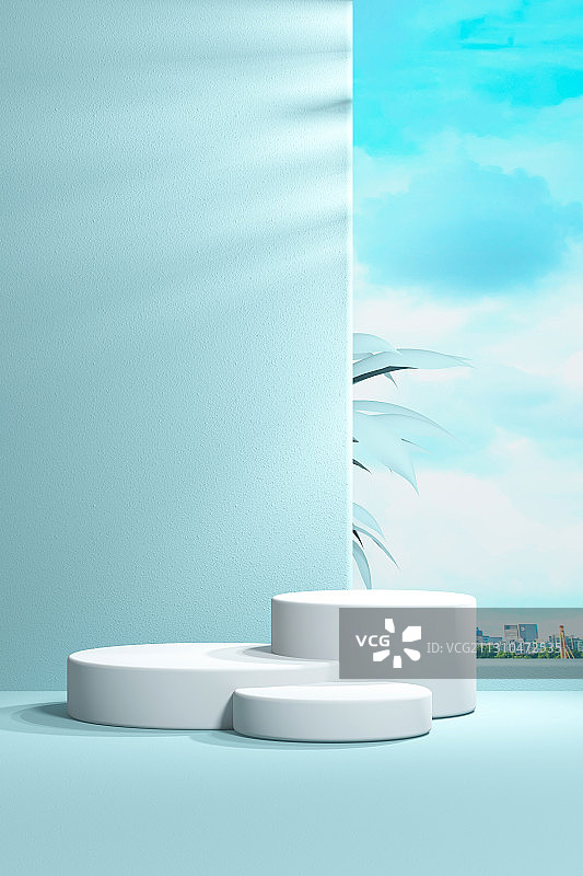 3D渲染的几何图形场景图图片素材