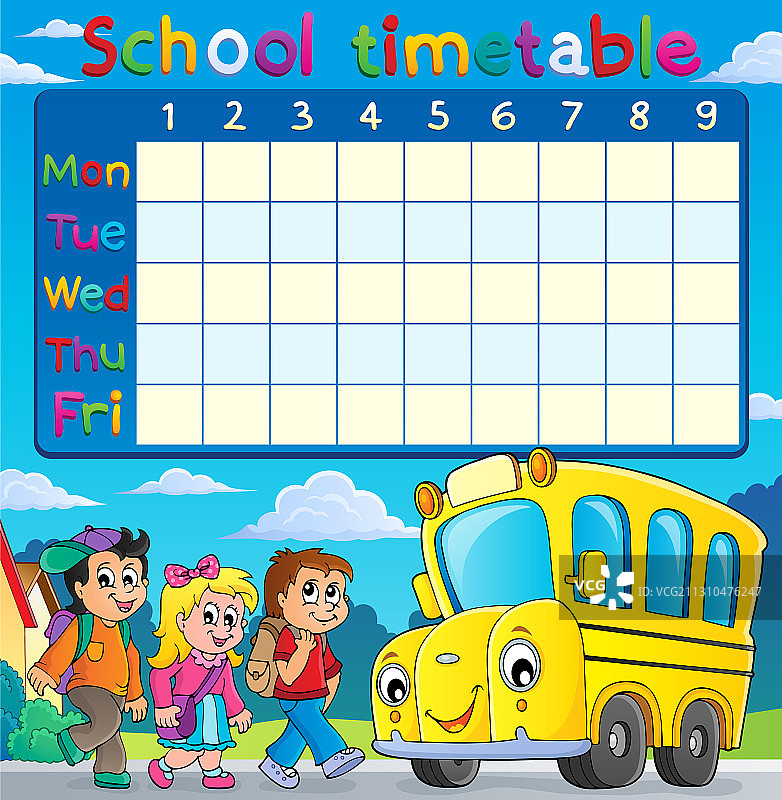 儿童巴士学校课程表图片素材