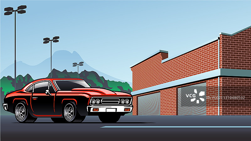 停车场上的肌肉车图片素材