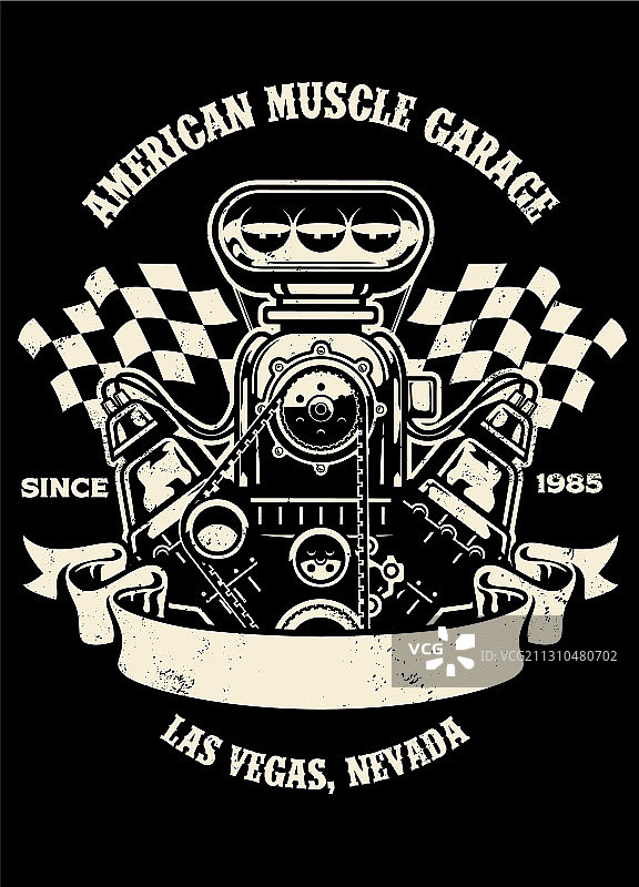 复古美式肌肉车引擎衬衫设计图片素材