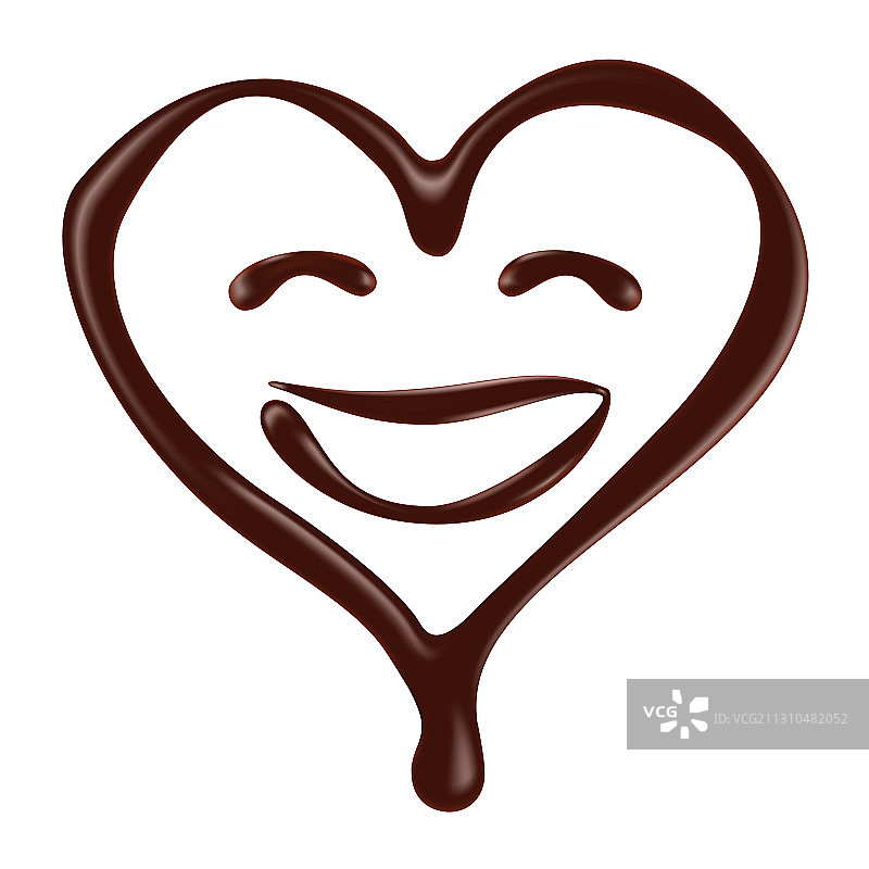 白色背景上的巧克力心形笑脸图片素材