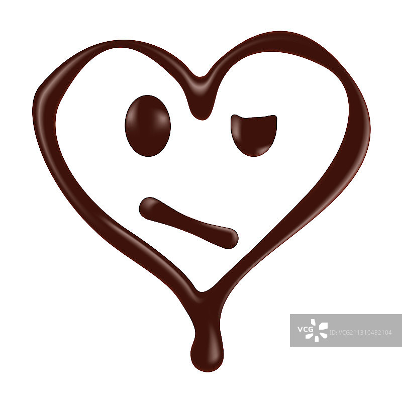 白色背景上的巧克力心形笑脸图片素材