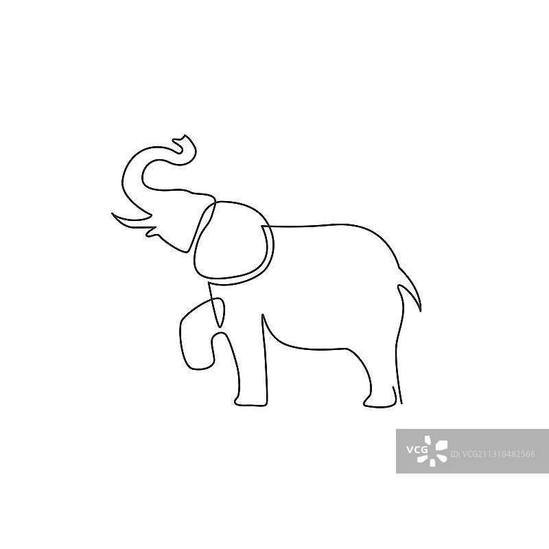 一笔画大象图片素材