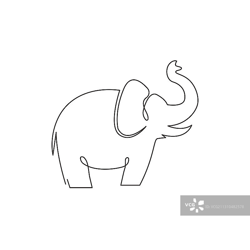 一笔画大象图片素材