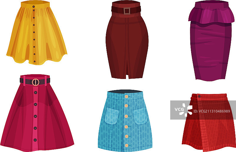 不同款式的A字裙和筒裙图片素材